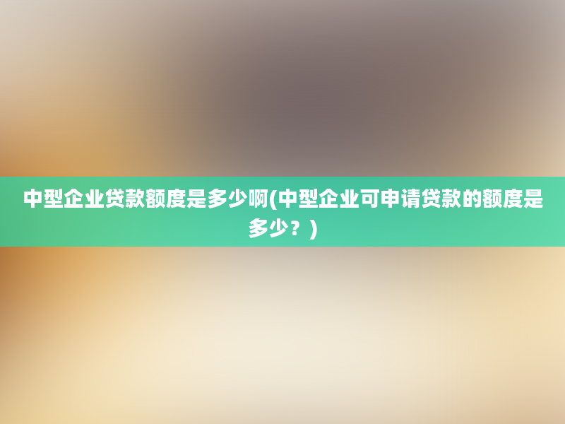 中型企业贷款额度是多少啊(中型企业可申请贷款的额度是多少？)