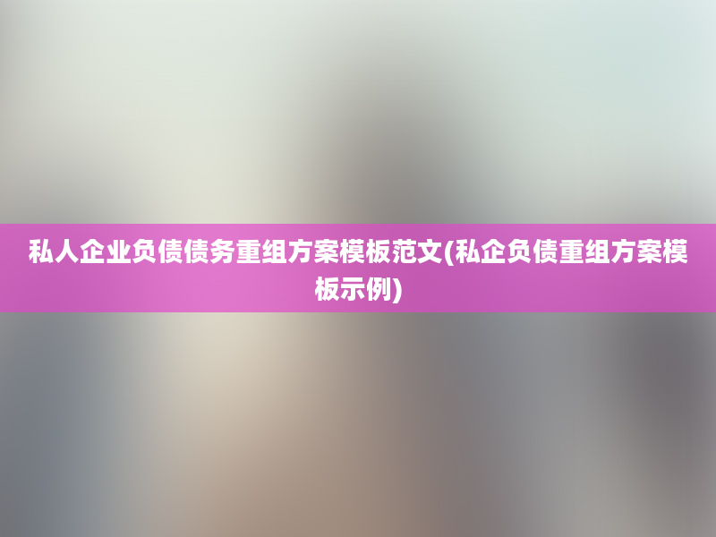 私人企业负债债务重组方案模板范文(私企负债重组方案模板示例)