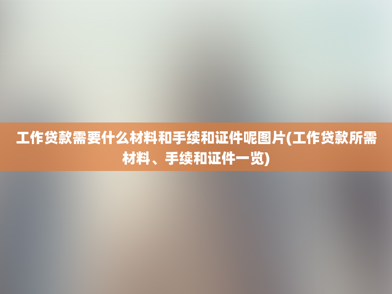 工作贷款需要什么材料和手续和证件呢图片(工作贷款所需材料、手续和证件一览)