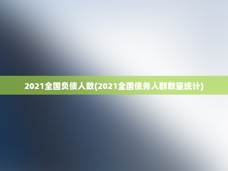 2021全国负债人数(2021全国债务人群数量统计)