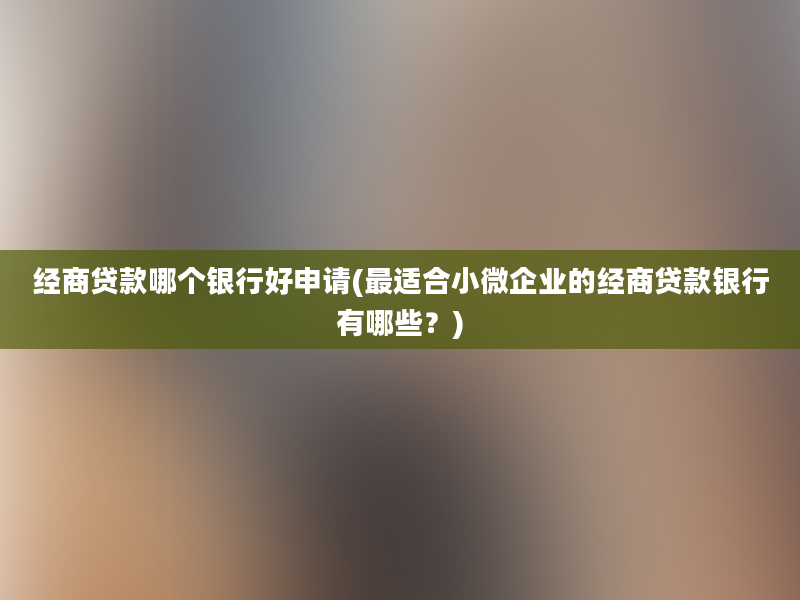 经商贷款哪个银行好申请(最适合小微企业的经商贷款银行有哪些？)