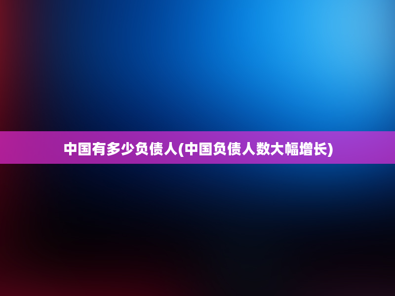 中国有多少负债人(中国负债人数大幅增长)