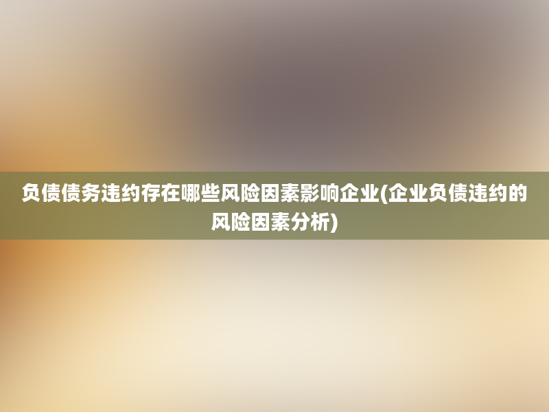 负债债务违约存在哪些风险因素影响企业(企业负债违约的风险因素分析)