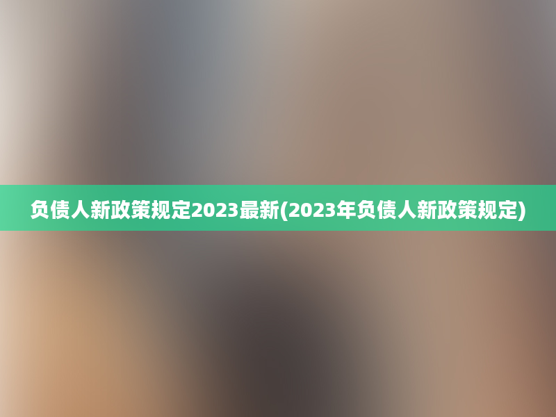 负债人新政策规定2023最新(2023年负债人新政策规定)