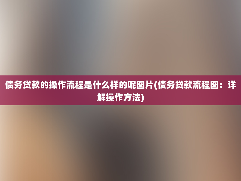 债务贷款的操作流程是什么样的呢图片(债务贷款流程图：详解操作方法)