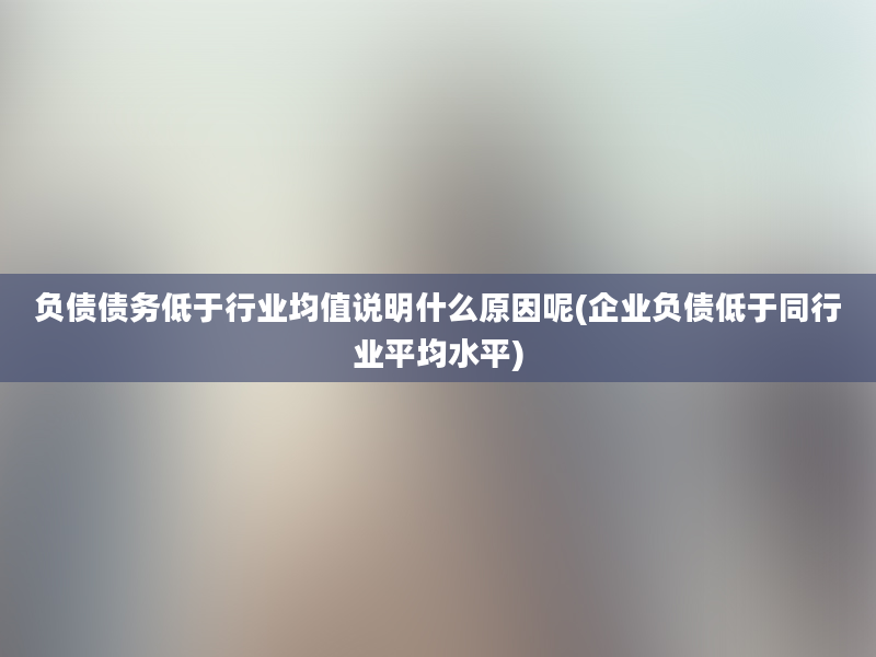 负债债务低于行业均值说明什么原因呢(企业负债低于同行业平均水平)