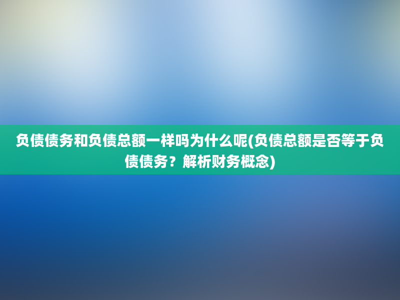 负债债务和负债总额一样吗为什么呢(负债总额是否等于负债债务？解析财务概念)