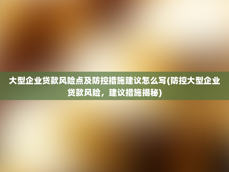 大型企业贷款风险点及防控措施建议怎么写(防控大型企业贷款风险，建议措施揭秘)