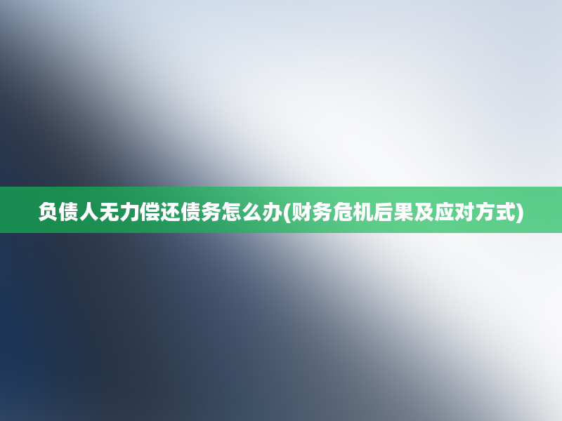 负债人无力偿还债务怎么办(财务危机后果及应对方式)