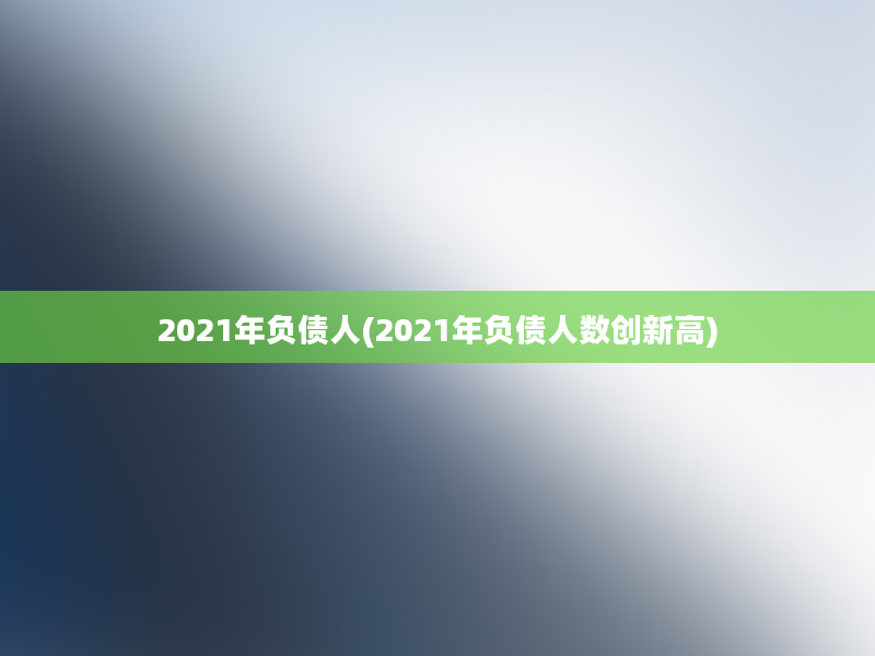 2021年负债人(2021年负债人数创新高)