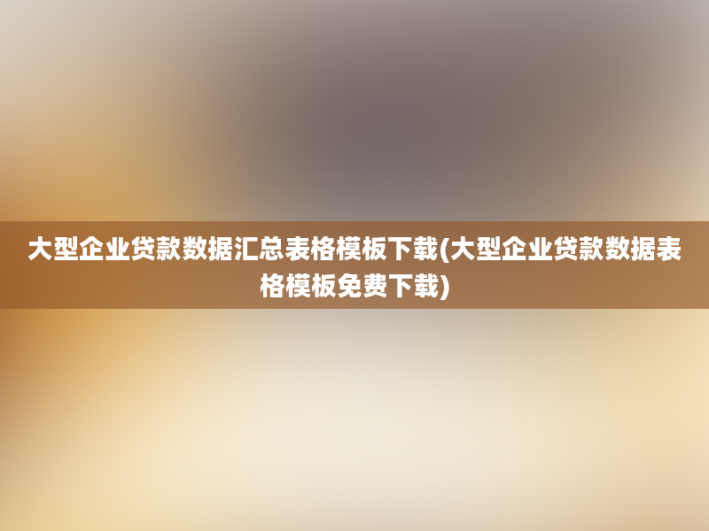 大型企业贷款数据汇总表格模板下载(大型企业贷款数据表格模板免费下载)