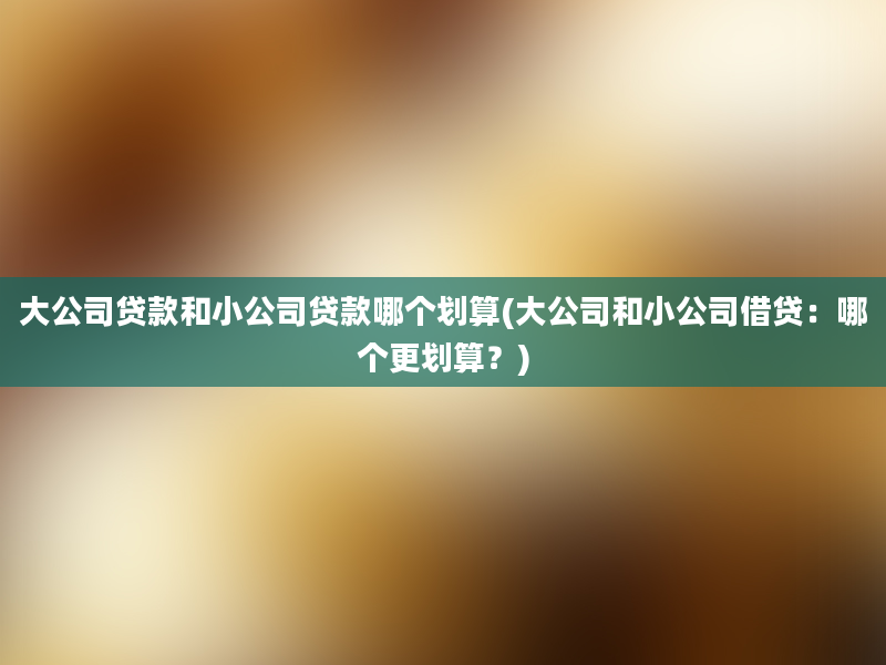 大公司贷款和小公司贷款哪个划算(大公司和小公司借贷：哪个更划算？)