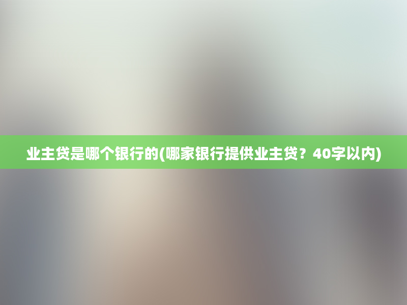 业主贷是哪个银行的(哪家银行提供业主贷？40字以内)