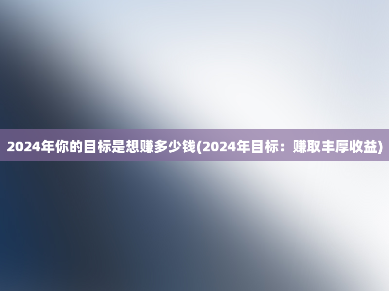 2024年你的目标是想赚多少钱(2024年目标：赚取丰厚收益)