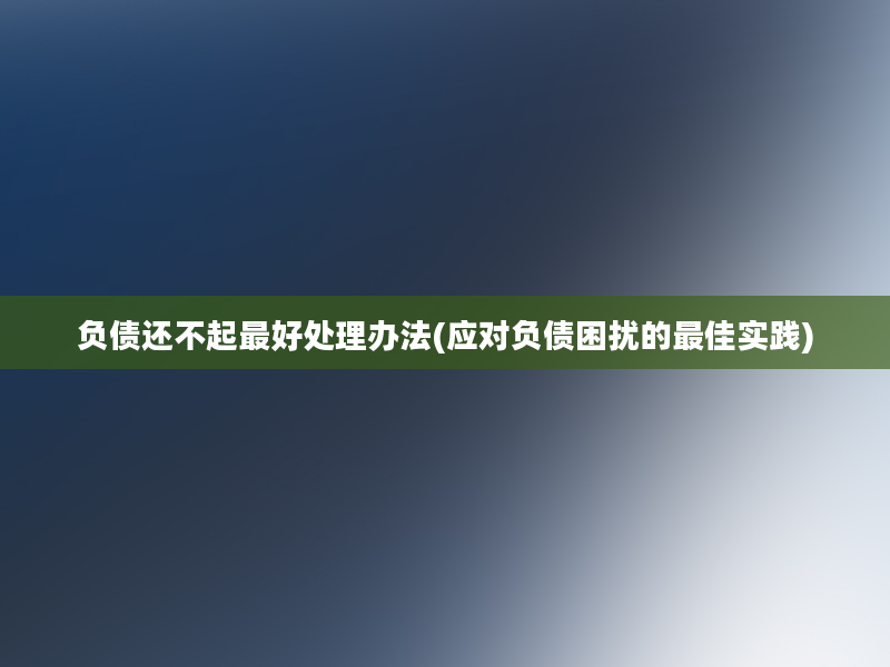 负债还不起最好处理办法(应对负债困扰的最佳实践)