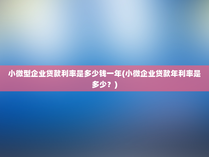 小微型企业贷款利率是多少钱一年(小微企业贷款年利率是多少？)