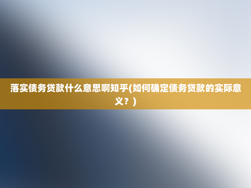 落实债务贷款什么意思啊知乎(如何确定债务贷款的实际意义？)