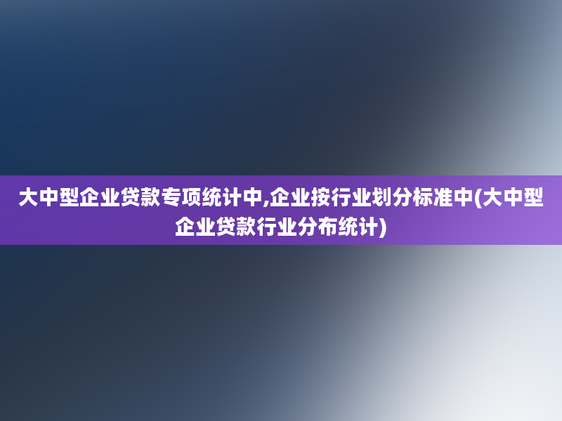 大中型企业贷款专项统计中,企业按行业划分标准中(大中型企业贷款行业分布统计)