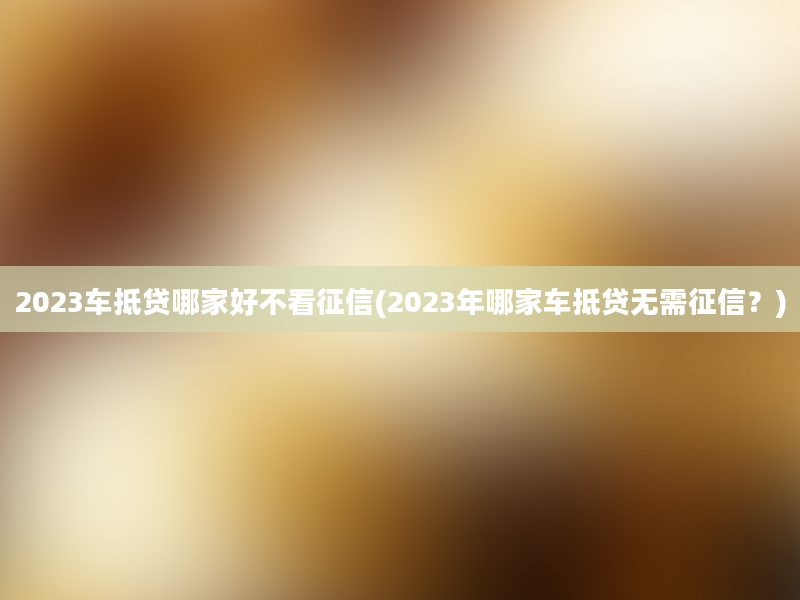 2023车抵贷哪家好不看征信(2023年哪家车抵贷无需征信？)