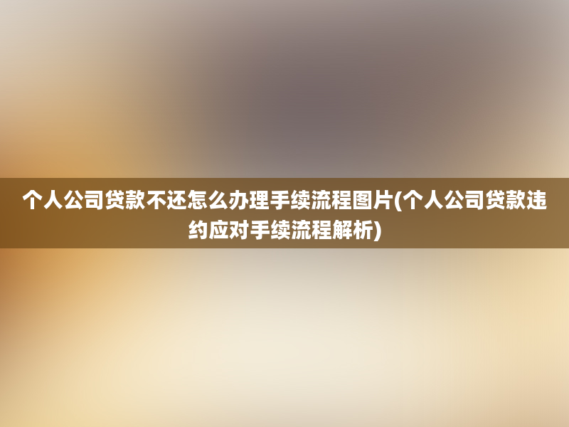 个人公司贷款不还怎么办理手续流程图片(个人公司贷款违约应对手续流程解析)