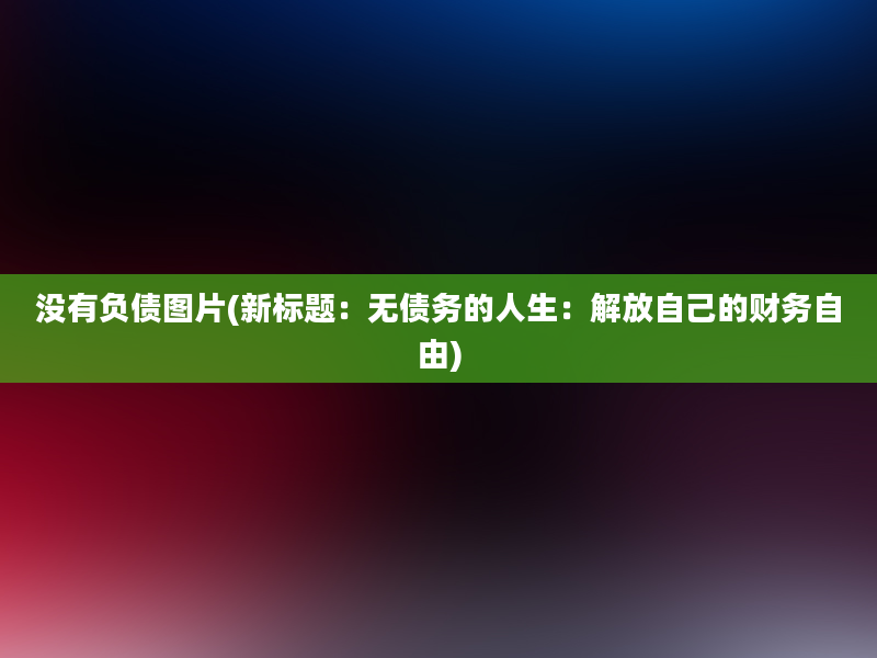 没有负债图片(新标题：无债务的人生：解放自己的财务自由)