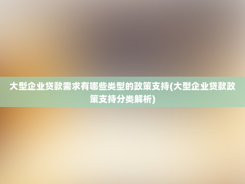 大型企业贷款需求有哪些类型的政策支持(大型企业贷款政策支持分类解析)