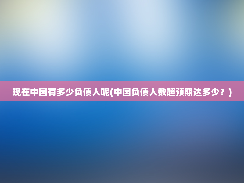 现在中国有多少负债人呢(中国负债人数超预期达多少？)