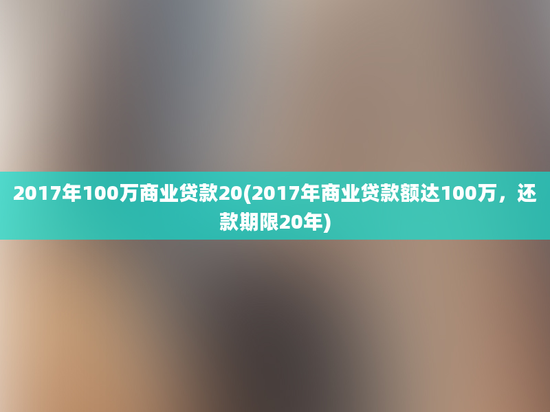 2017年100万商业贷款20(2017年商业贷款额达100万，还款期限20年)