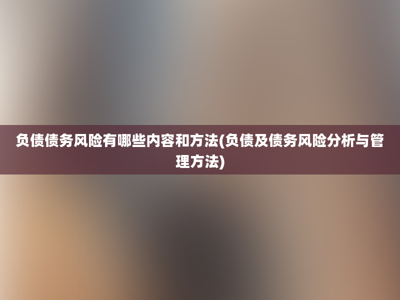 负债债务风险有哪些内容和方法(负债及债务风险分析与管理方法)