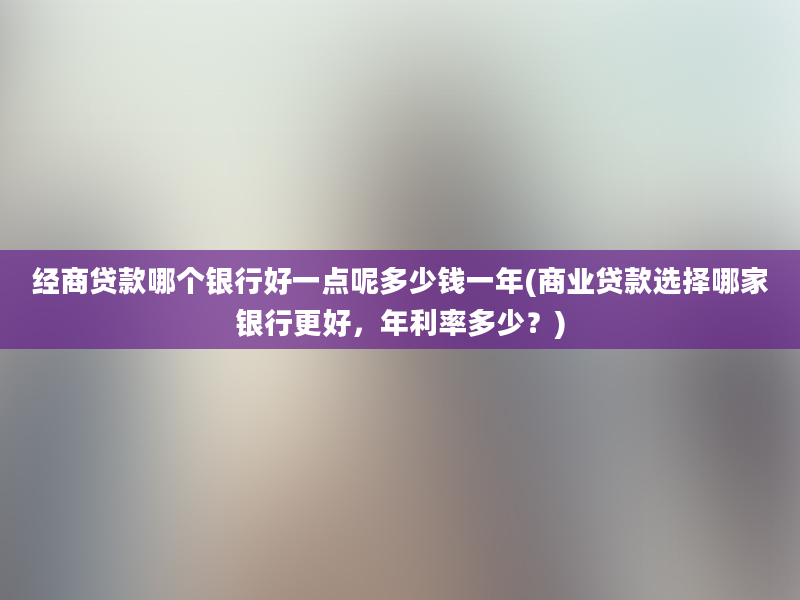 经商贷款哪个银行好一点呢多少钱一年(商业贷款选择哪家银行更好，年利率多少？)