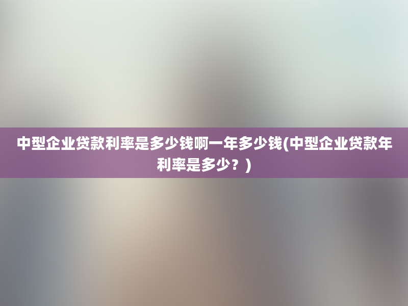 中型企业贷款利率是多少钱啊一年多少钱(中型企业贷款年利率是多少？)