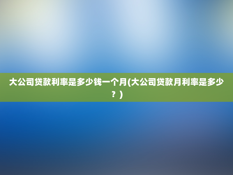 大公司贷款利率是多少钱一个月(大公司贷款月利率是多少？)