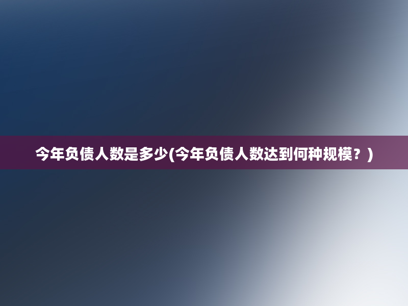 今年负债人数是多少(今年负债人数达到何种规模？)