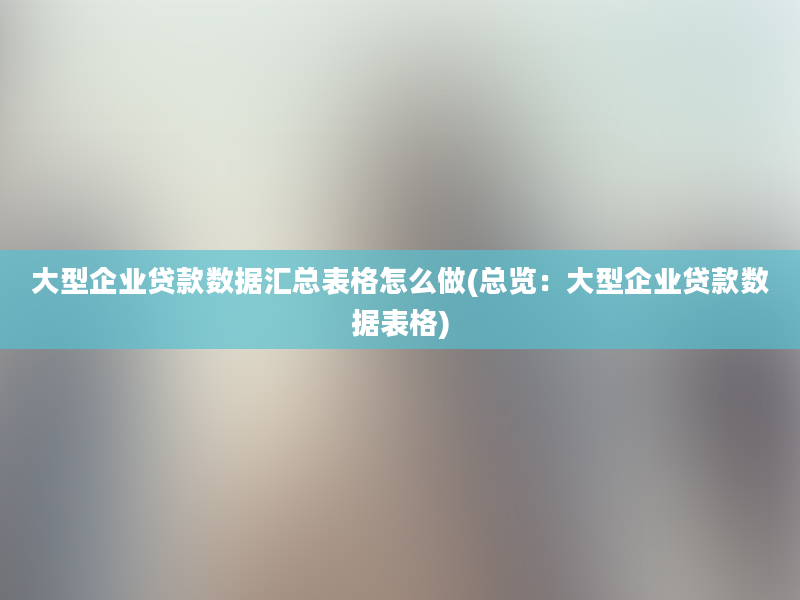 大型企业贷款数据汇总表格怎么做(总览：大型企业贷款数据表格)