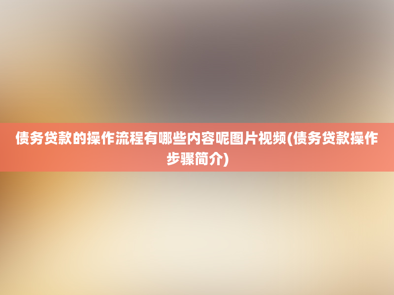 债务贷款的操作流程有哪些内容呢图片视频(债务贷款操作步骤简介)