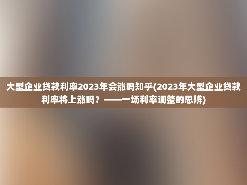 大型企业贷款利率2023年会涨吗知乎(2023年大型企业贷款利率将上涨吗？——一场利率调整的思辨)