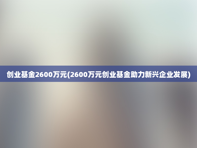 创业基金2600万元(2600万元创业基金助力新兴企业发展)