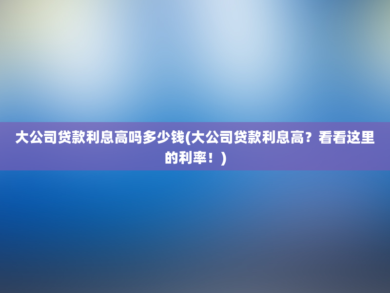 大公司贷款利息高吗多少钱(大公司贷款利息高？看看这里的利率！)