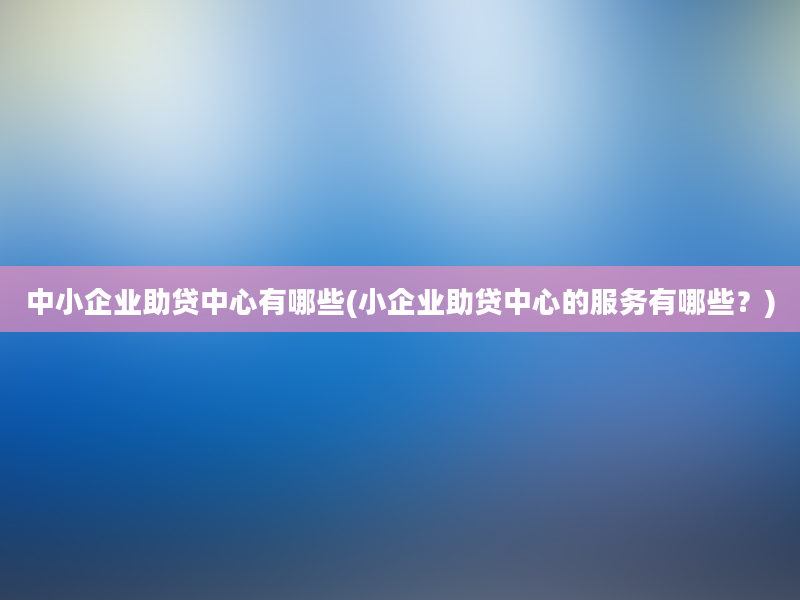 中小企业助贷中心有哪些(小企业助贷中心的服务有哪些？)