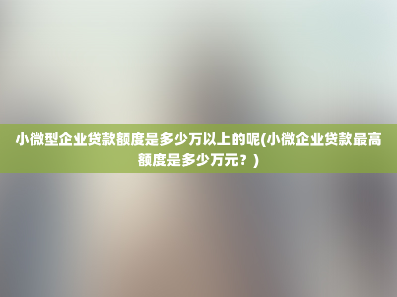 小微型企业贷款额度是多少万以上的呢(小微企业贷款最高额度是多少万元？)