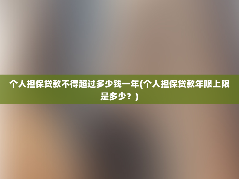 个人担保贷款不得超过多少钱一年(个人担保贷款年限上限是多少？)