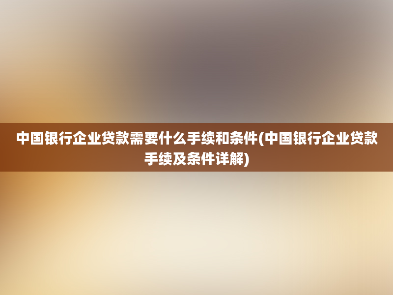 中国银行企业贷款需要什么手续和条件(中国银行企业贷款手续及条件详解)