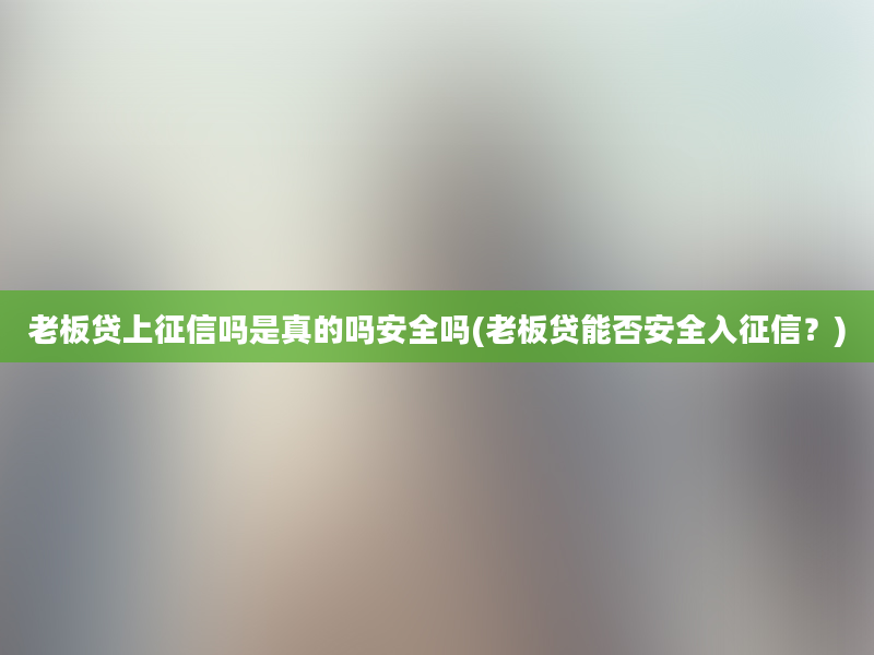 老板贷上征信吗是真的吗安全吗(老板贷能否安全入征信？)