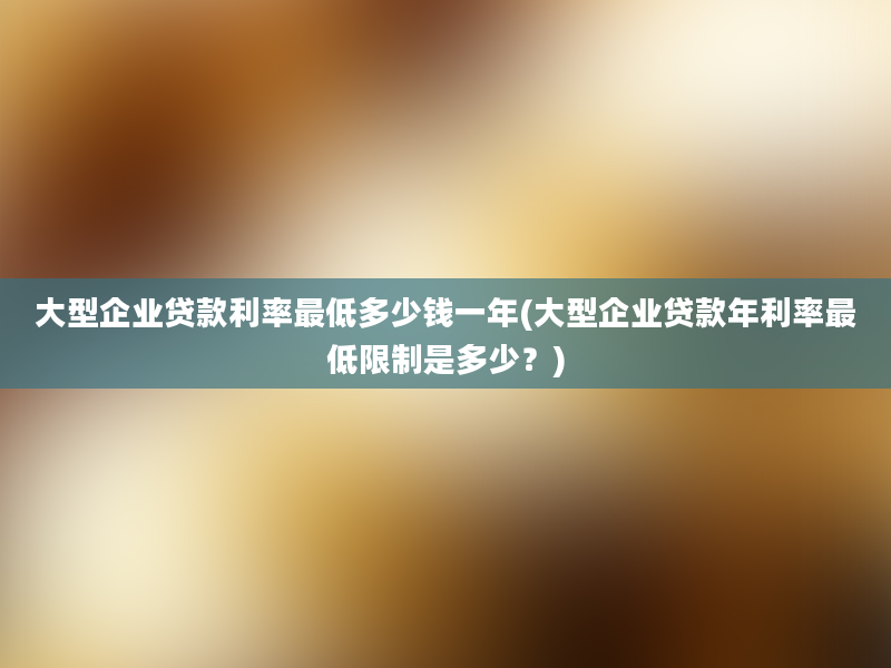 大型企业贷款利率最低多少钱一年(大型企业贷款年利率最低限制是多少？)