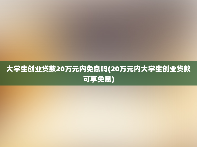 大学生创业贷款20万元内免息吗(20万元内大学生创业贷款可享免息)