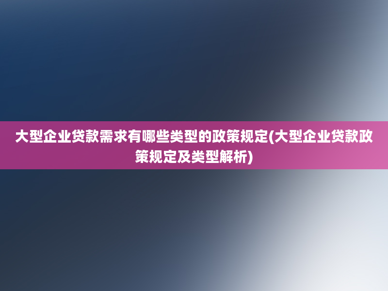 大型企业贷款需求有哪些类型的政策规定(大型企业贷款政策规定及类型解析)