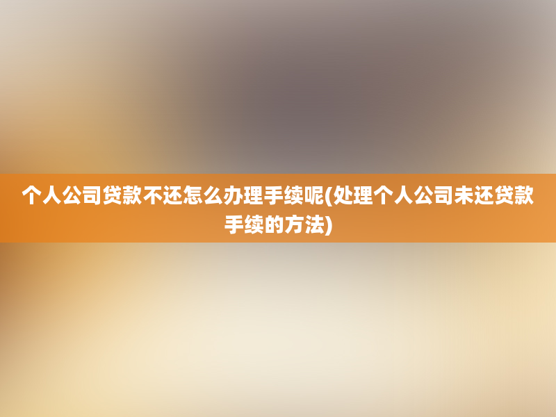 个人公司贷款不还怎么办理手续呢(处理个人公司未还贷款手续的方法)