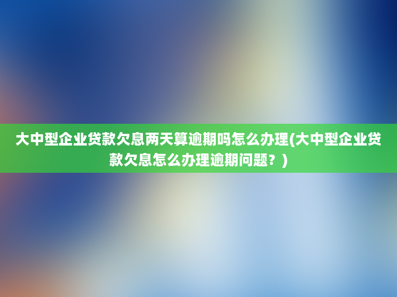 大中型企业贷款欠息两天算逾期吗怎么办理(大中型企业贷款欠息怎么办理逾期问题？)