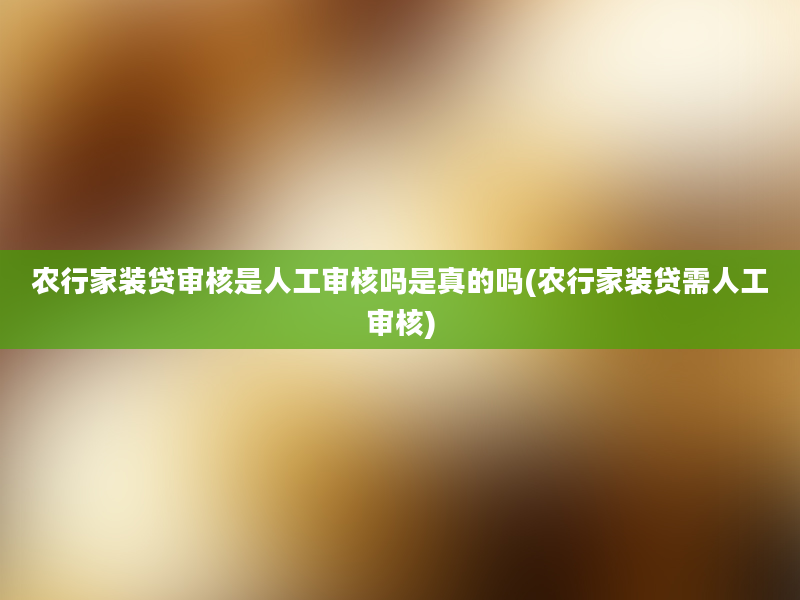 农行家装贷审核是人工审核吗是真的吗(农行家装贷需人工审核)