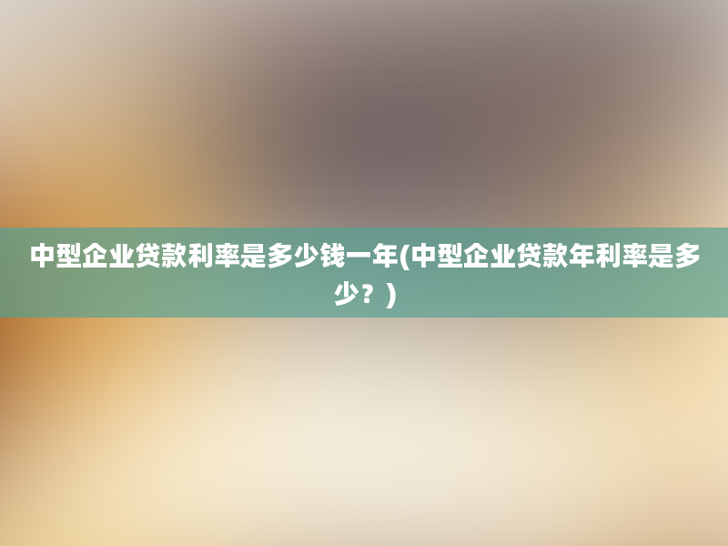 中型企业贷款利率是多少钱一年(中型企业贷款年利率是多少？)